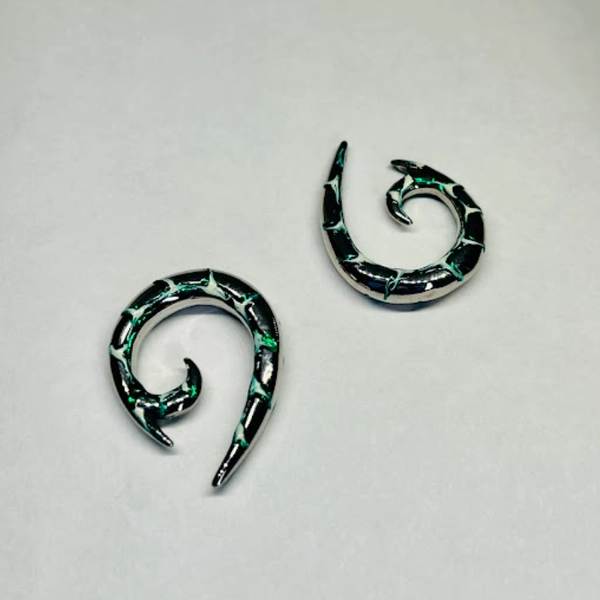 6G Steel Spiral Hangers with Green Flame Decal