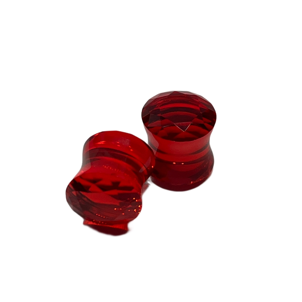 7/16 Red Double Flared Faceted Glass