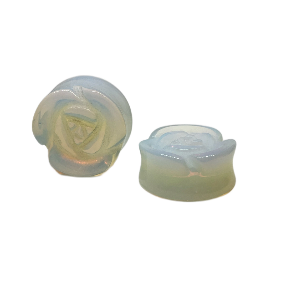 7/8 Opalized Glass Double Flared Rose Plugs