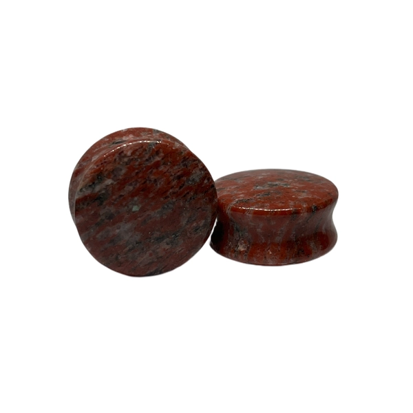 7/8 Red Sesame Jasper Double Flared Stone Plugs